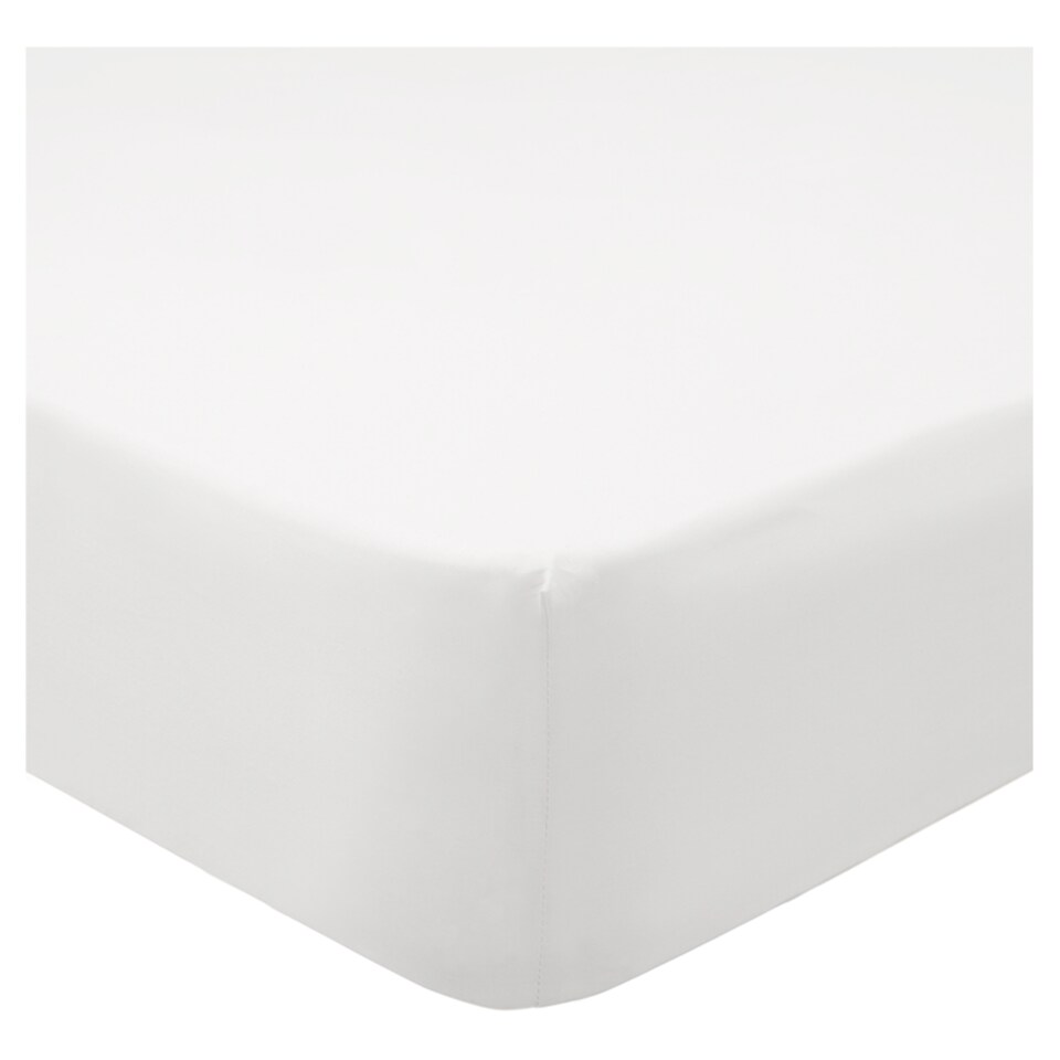 Tesco 100% Cotton Fitted Sheet White King Size