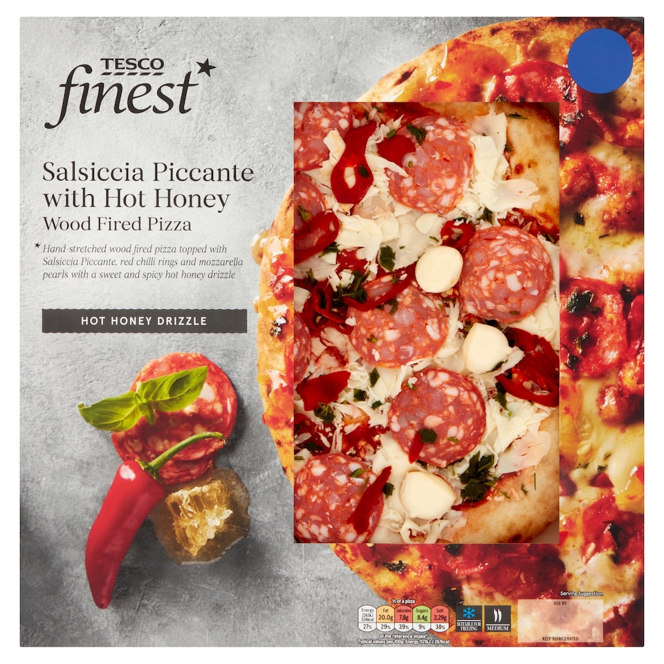 Tesco Finest Salsiccia Picante With Hot Honey Pizza 400G