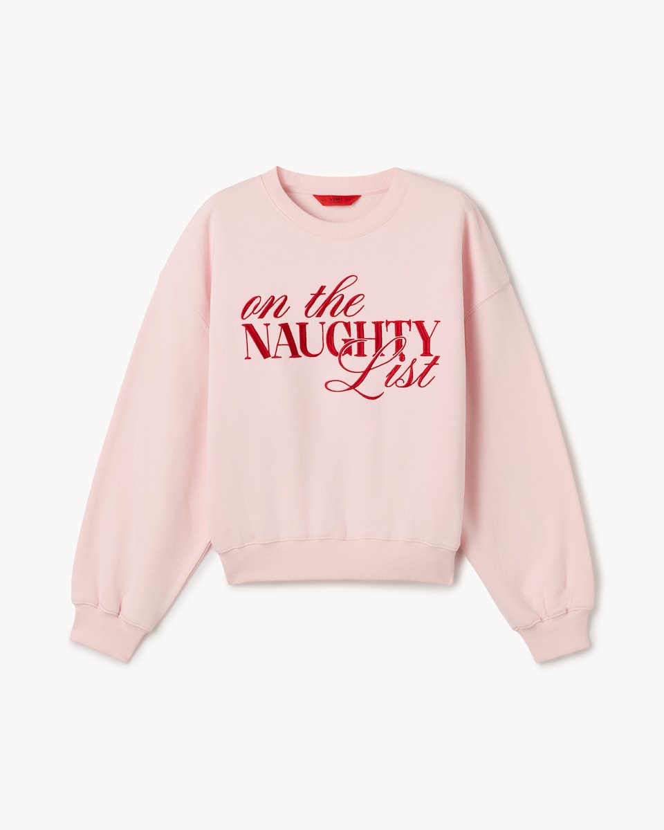 image 1 of Christmas Cotton Rich Slogan Sweatshirt in Pink