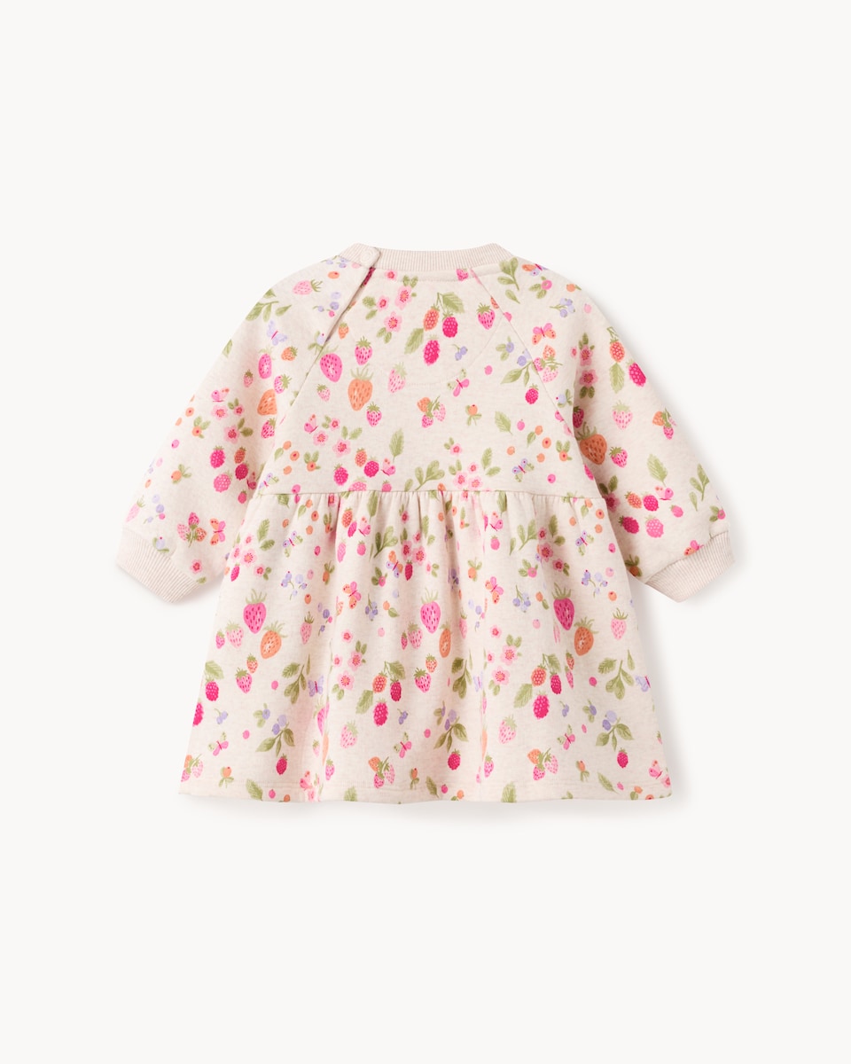 image 1 of F&F Baby Cotton Rich Strawberry Sweat Dress in Neutral