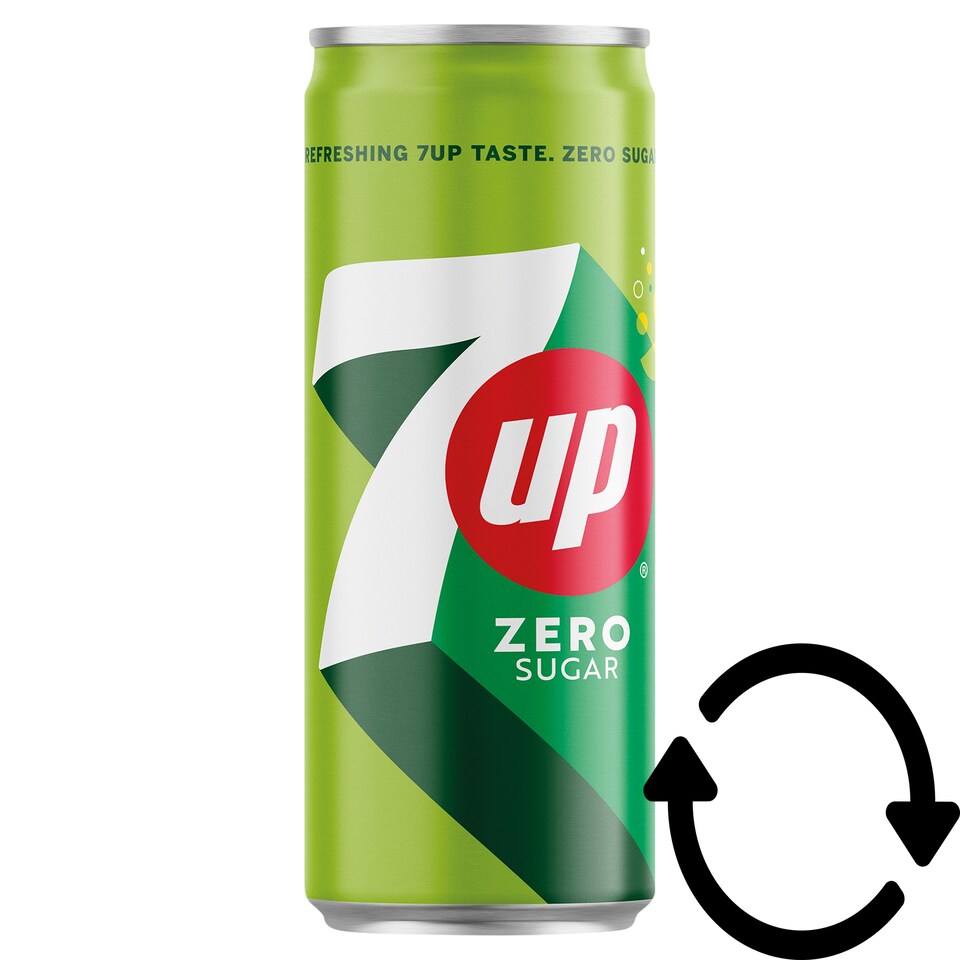 7UP energiamentes citrom és lime aromákkal ízesített szénsavas üdítőital édesítőszerekkel 330 ml