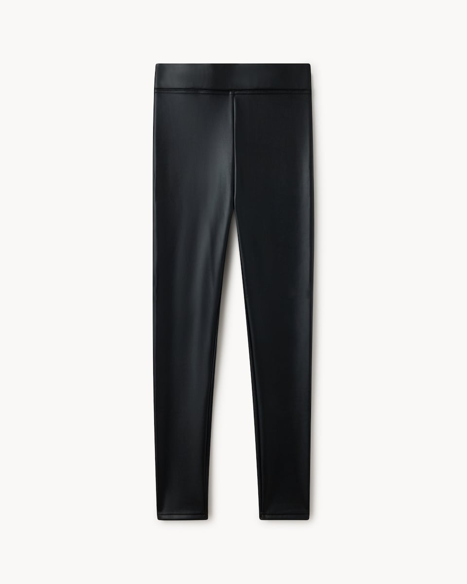 F&F WARMPLUS™ Medium Warmth Thermal Faux Leather Plush Leggings in Black