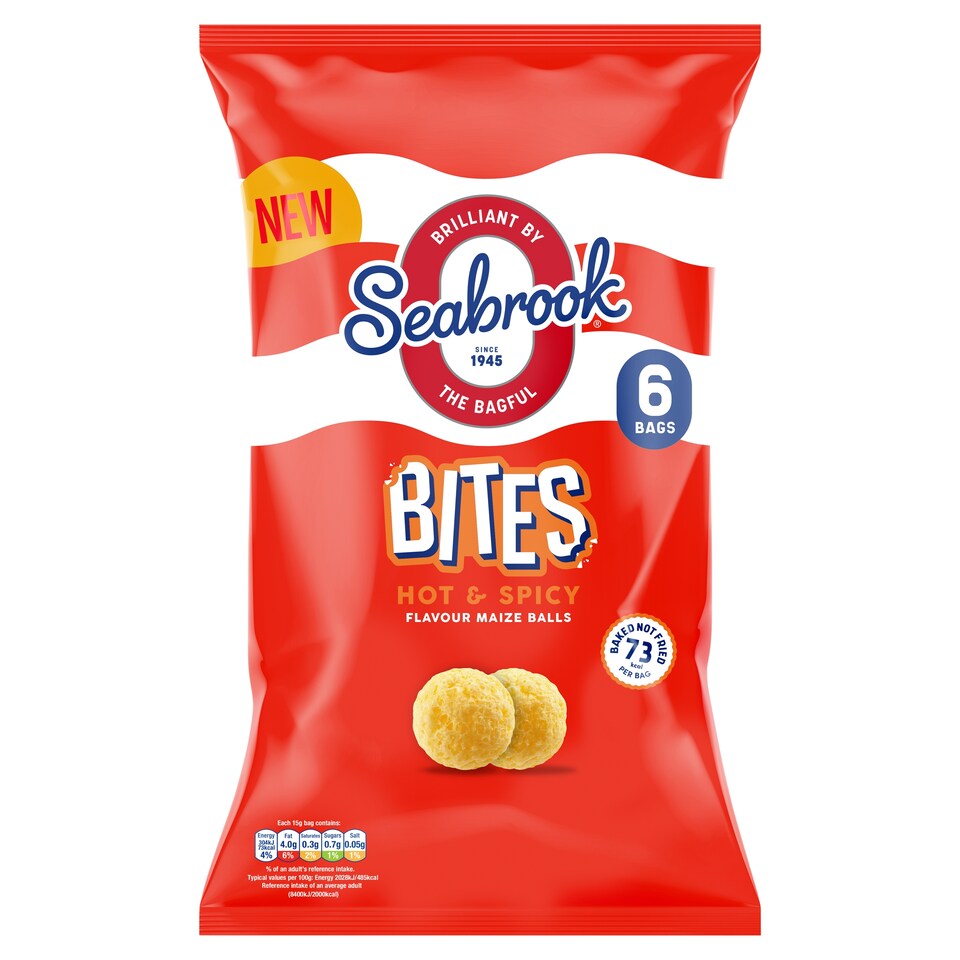 Seabrook Bites Hot & Spicy Flavour Maize Balls 6 x 15g