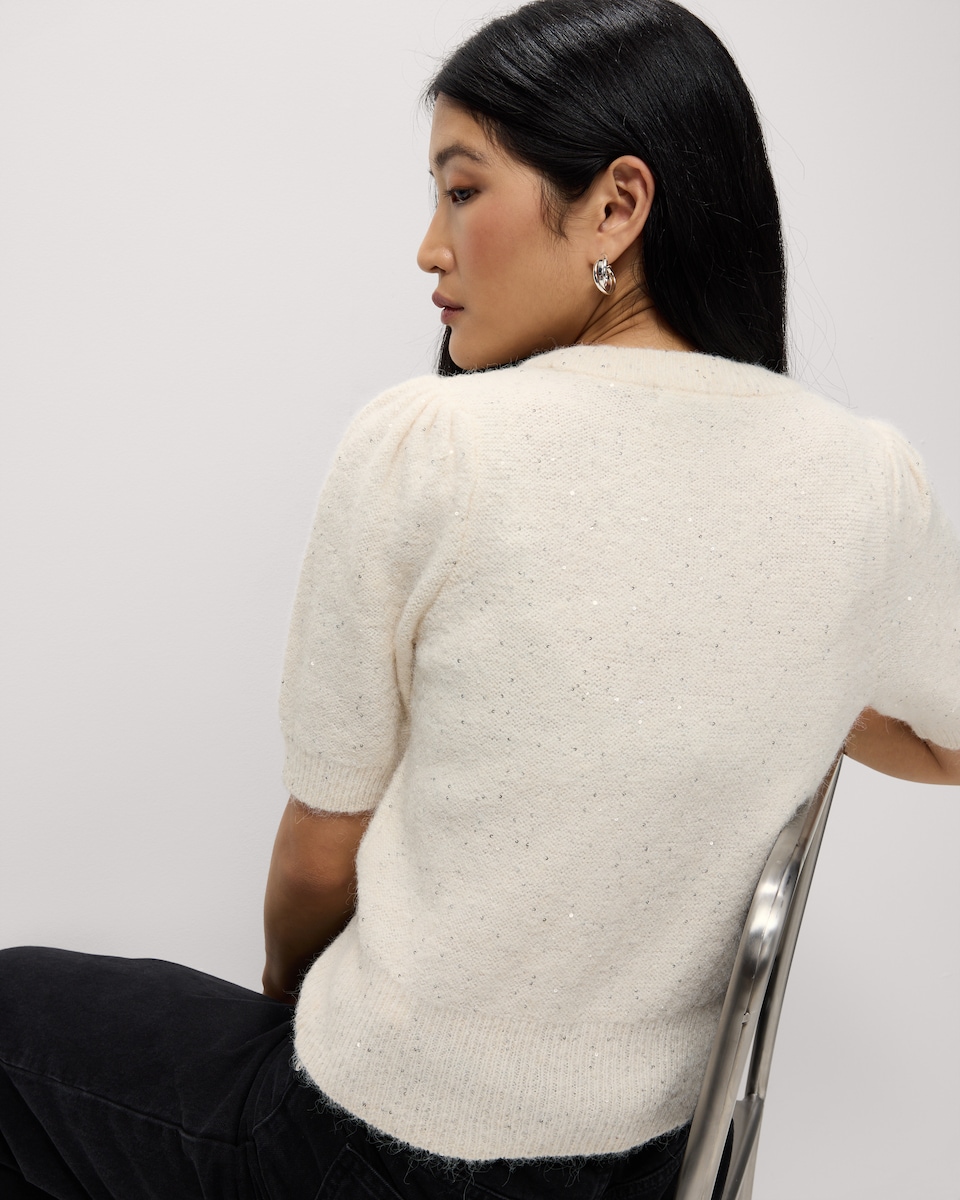 image 1 of F&F Sequin Sparkle Jumper in Cream