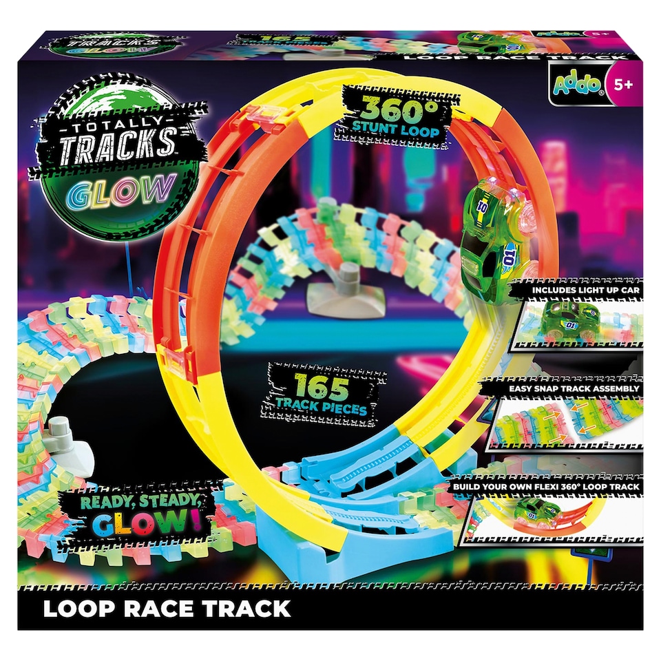 image 1 of Addo Totally Tracks Glow Loop Race Track Set 165 pcs