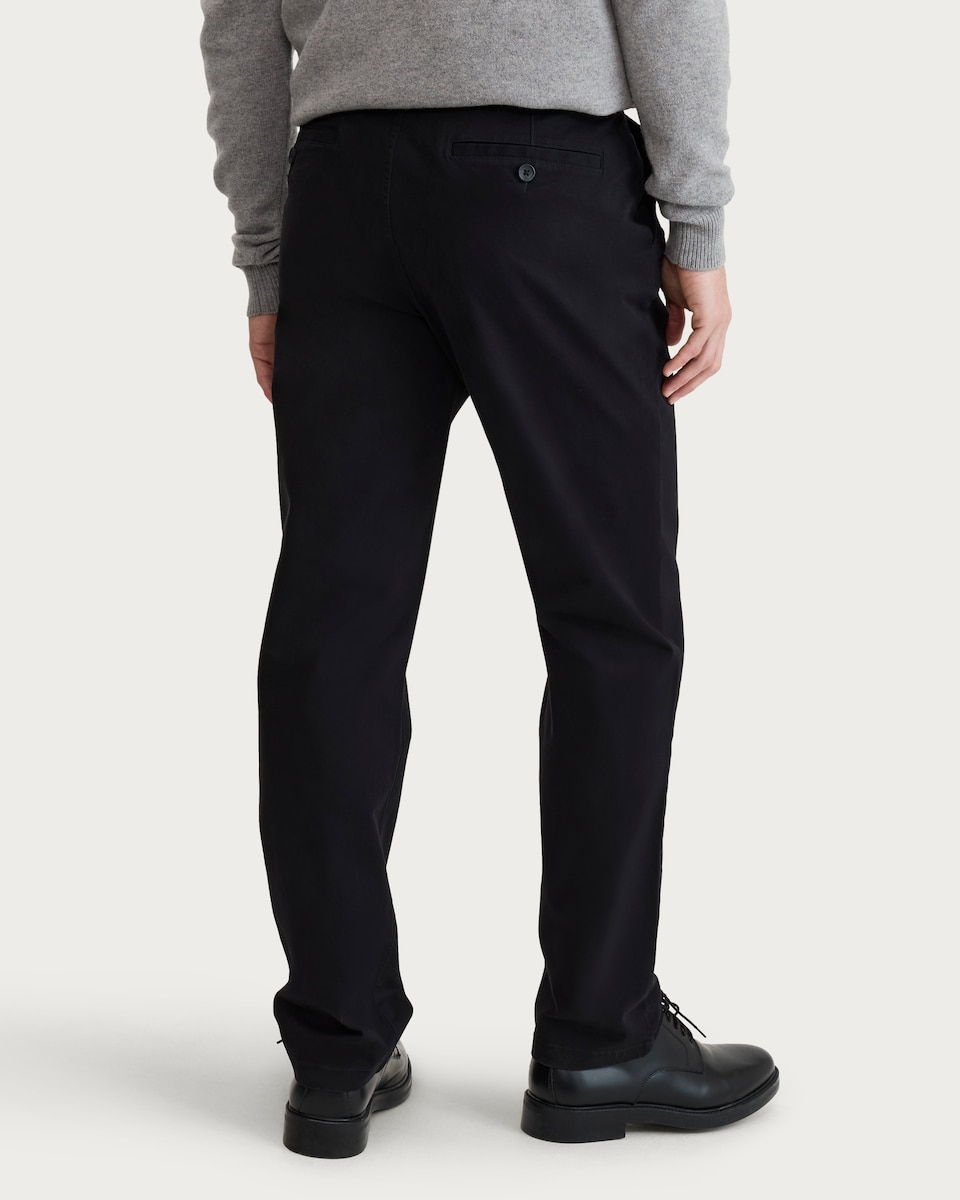 image 1 of F&F Cotton Rich Fixed Waist Straight Leg Chino Trousers in Black