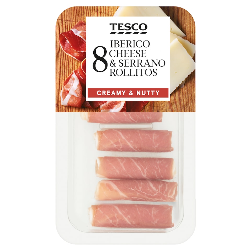 Tesco 8 Iberico Cheese & Serrano Rollitos 88G
