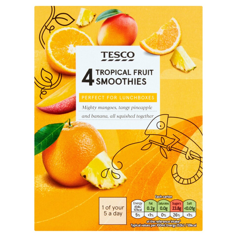 image 1 of Tesco Tropical Smoothie 4 X 180 Ml