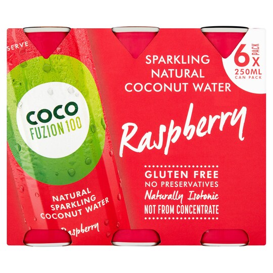 Coco Fuzion 100 Coconut Water Raspberry 6X250ml Tesco Groceries