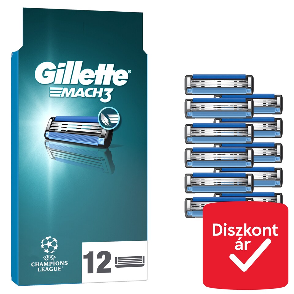 image 1 of Gillette Mach3 Razor Cart Refills for Men, 12 Gillette 3-Blade Refills