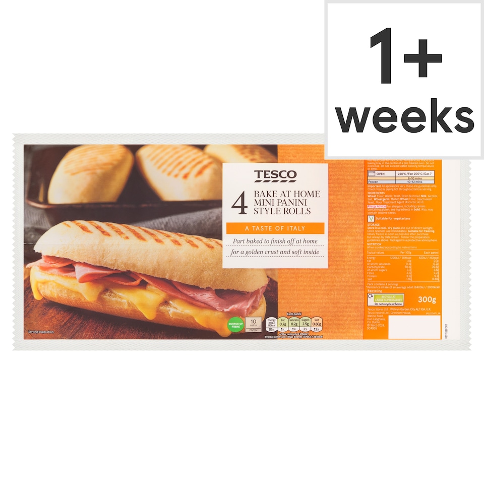 Tesco Bake at Home Mini Panini Style Rolls 4 pack