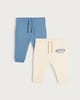 image 1 of F&F Baby 2-Pack Cotton Rich Slogan Joggers in Blue