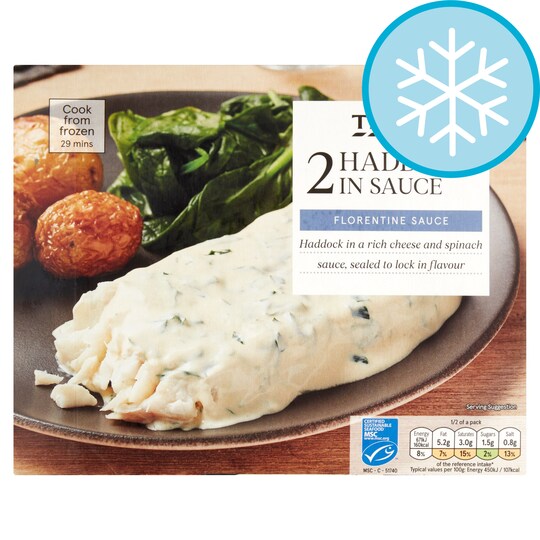 Tesco 2 Haddock Fillets In Florentine Sauce 340G Tesco Groceries