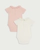image 2 of F&F Baby 2-Pack Pure Organic Cotton Broderie Collar Bodysuits in Pink