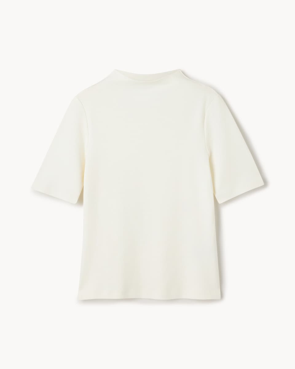 image 1 of F&F Pure Cotton Slash Neck Top in Cream