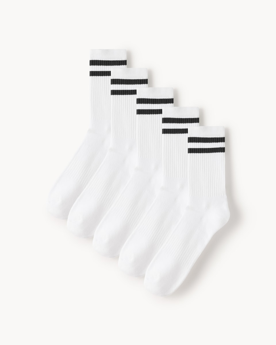 F&F Active 5-Pack Cotton Rich Tipped Ankle Socks in White