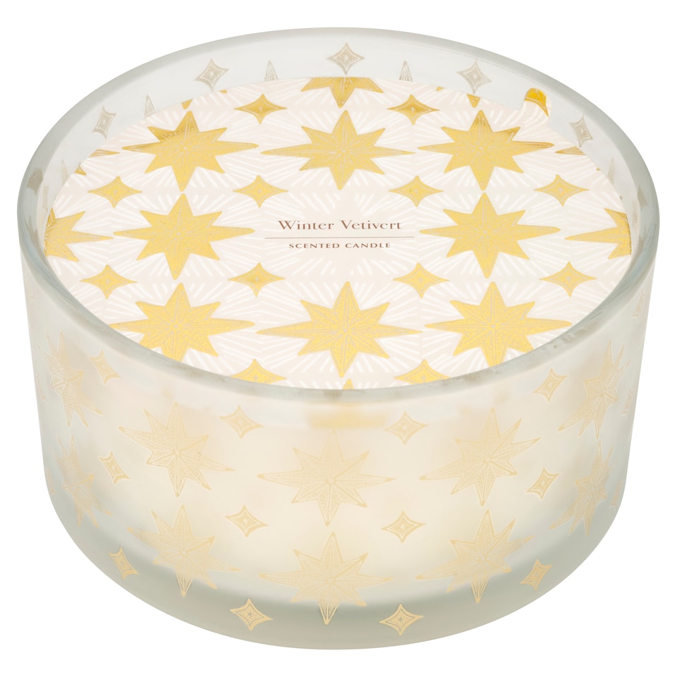 F&F Home Star Winter Vetivert Large Scented Candle Glass 580g Christmas Gift