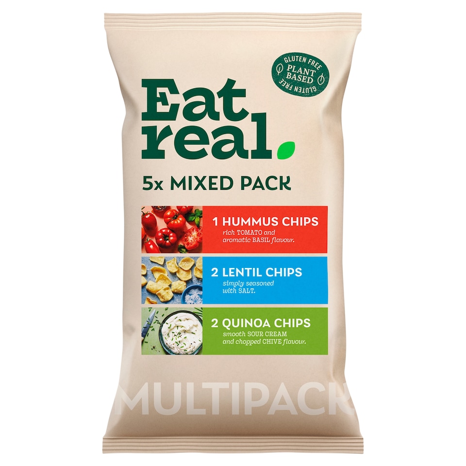 Eat Real Hummus Chips - Tomato & Basil, Salt, Sour Cream & Chive 98g