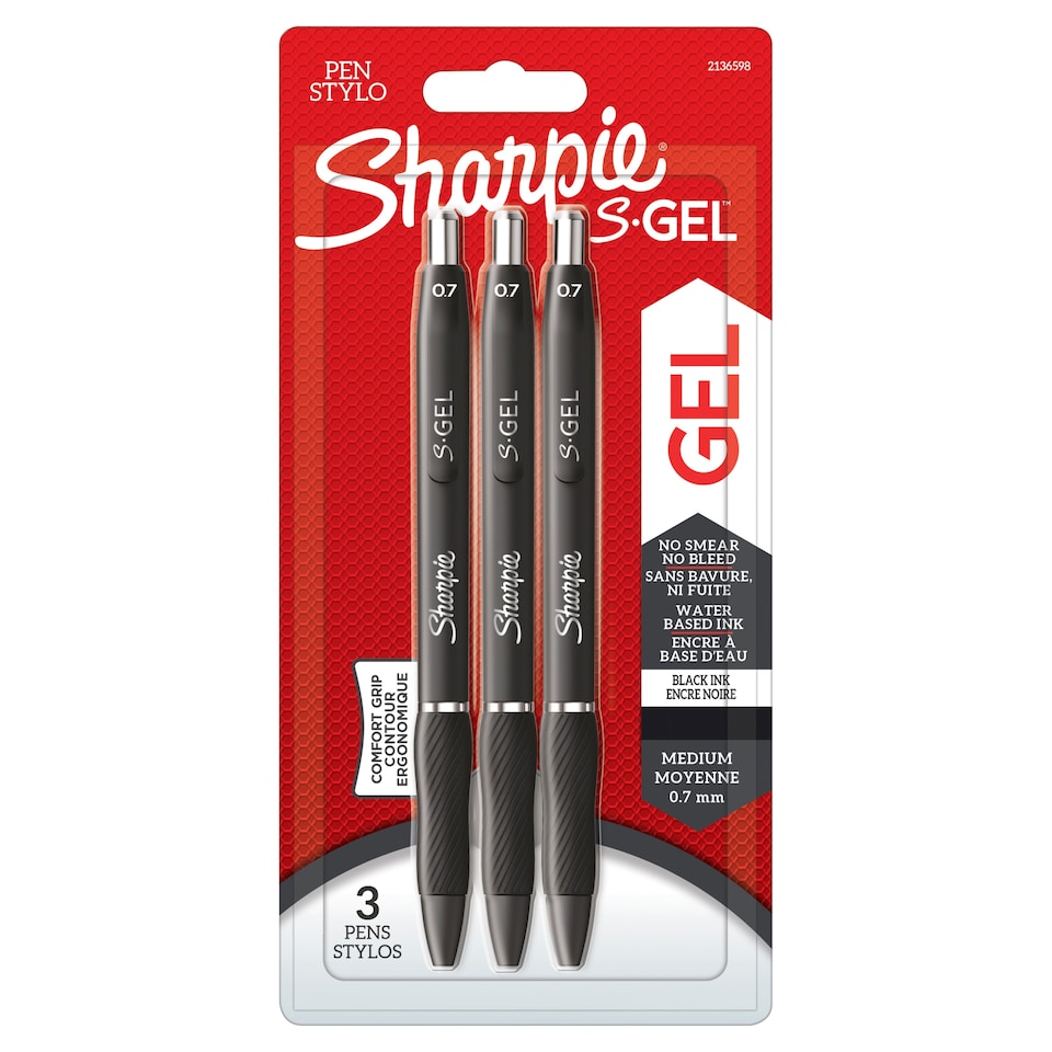 image 1 of Sharpie S-Gel Black Gel Pens, 3 Count