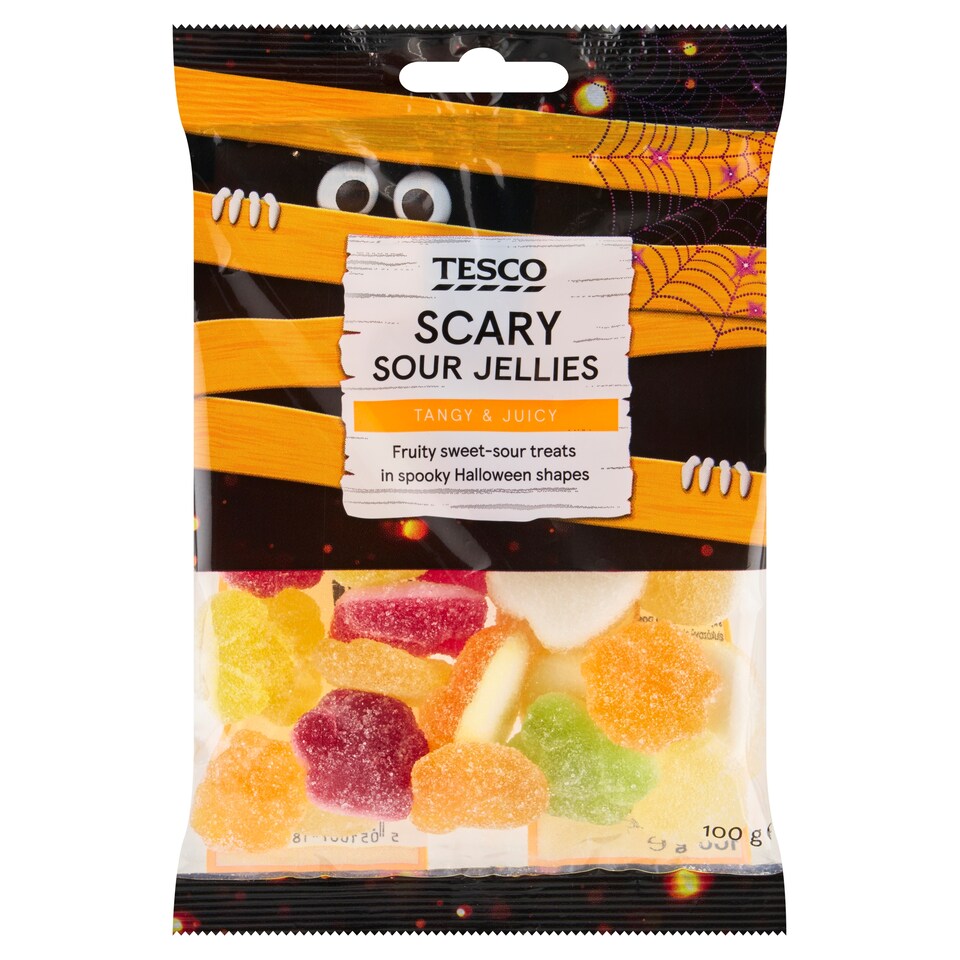 Tesco Scary vegyes gyümölcsízű gumicukorka savanyú cukorszórással 100 g