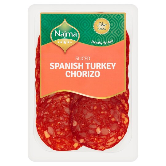 Najma Halal Sliced Turkey Chorizo 80G Tesco Groceries