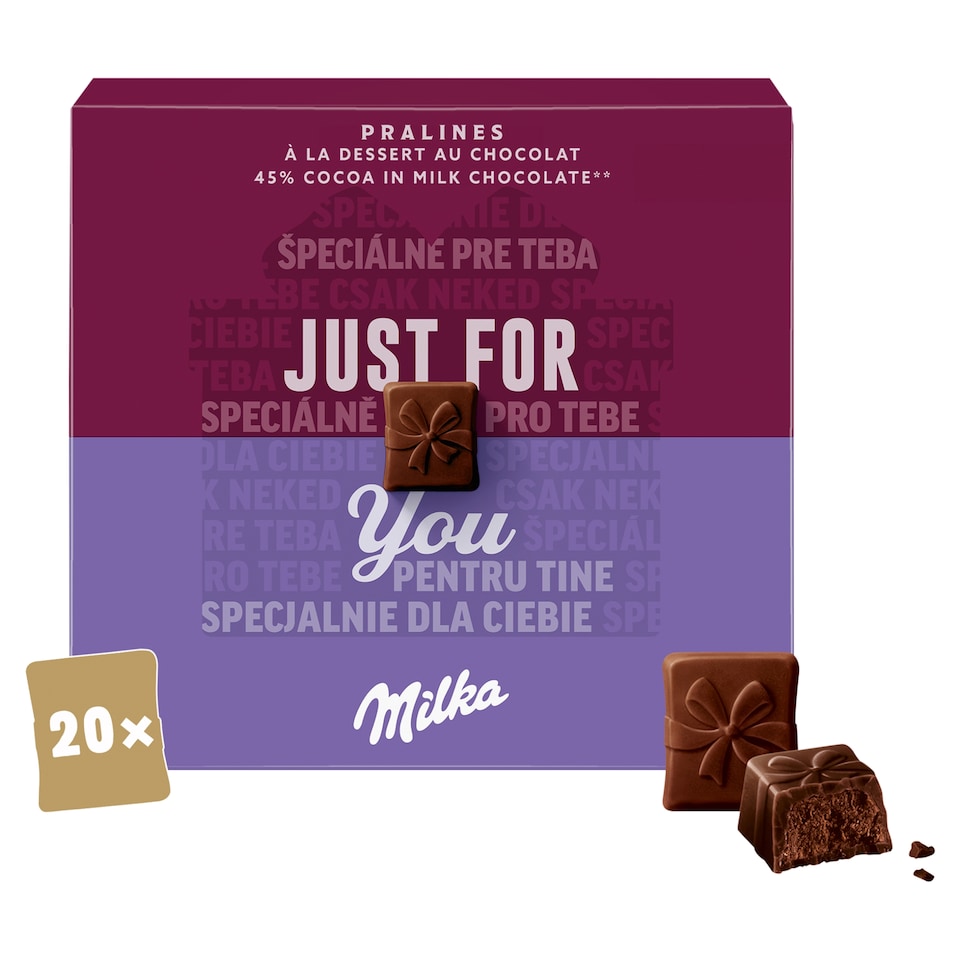 Milka bonboniéra Just For You, kakaová náplň 110 g