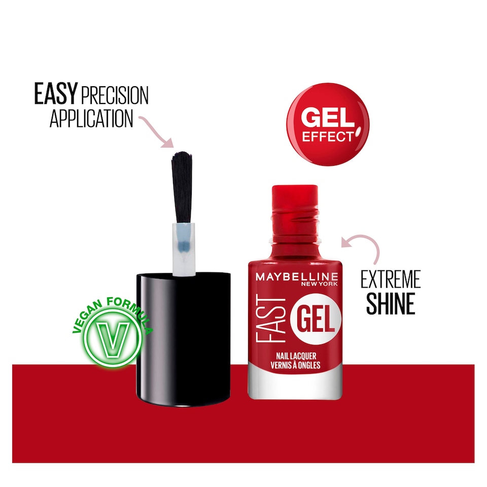 image 1 of Maybelline Fast Gel Nail Lacquer Red Punch 6.7Ml