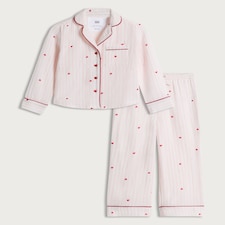 F&F Girls Pure Cotton Heart Print Pyjama Set in Multi