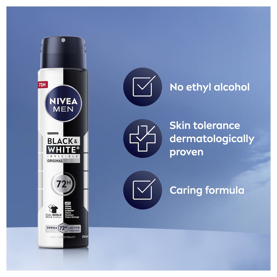 image 1 of NIVEA MEN Black & White Original Anti-Perspirant Deodorant Spray 250ml