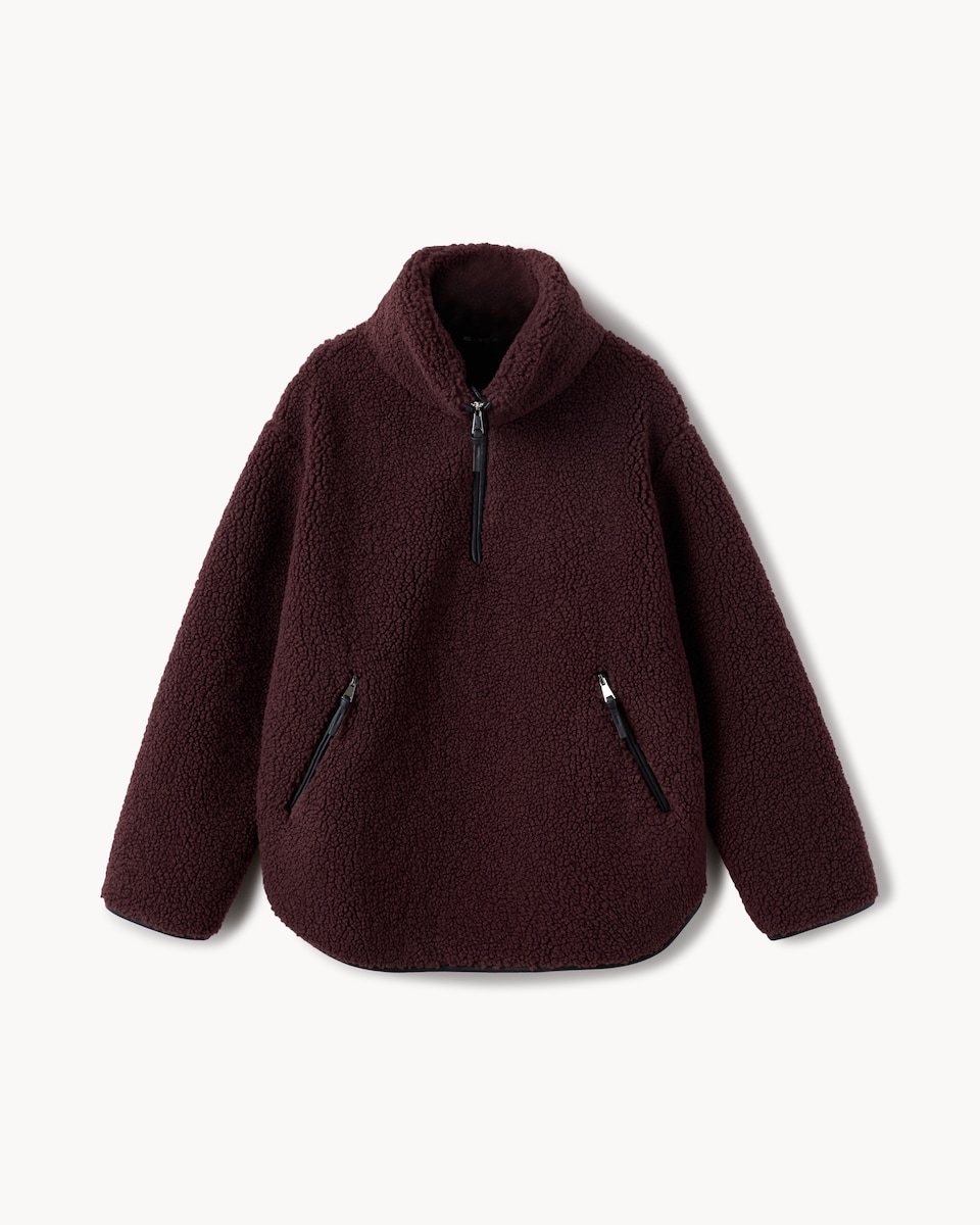 image 1 of F&F Active OUTDOOR Fleece Half Zip Jacket in Burgundy