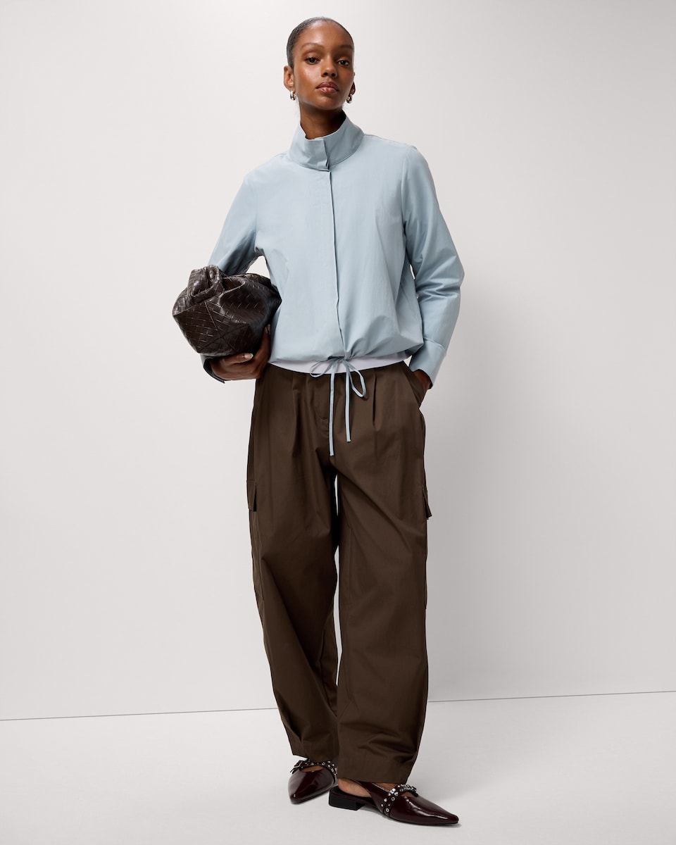 image 1 of F&F Funnel Neck Shirt in Blue