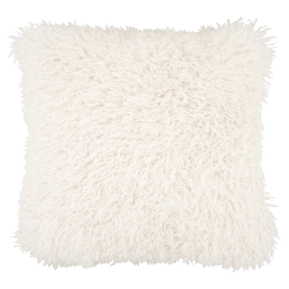 image 1 of Tesco Mongolian Faux Fur Cushion - Ivory