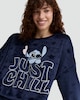image 2 of Disney Stitch Just Chill Slogan Fleece Pyjamas in Blue
