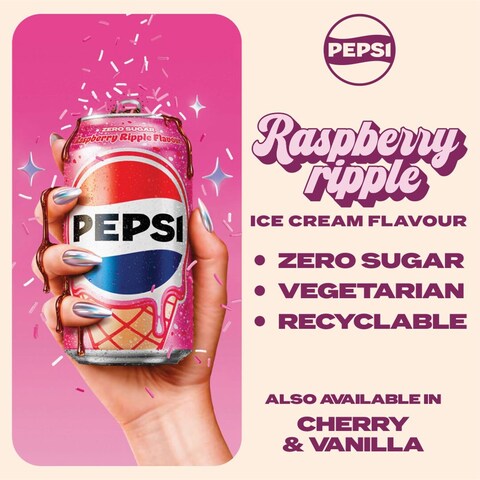 Pepsi Raspberry Ripple Flavour 8 x 330ml - Tesco Groceries