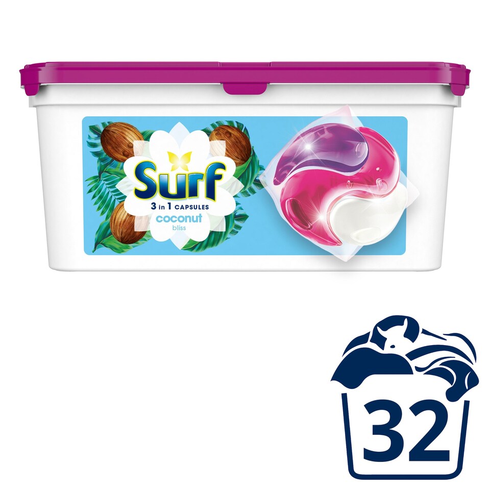 Surf 3 In 1 Coconut Bliss 32 Capsules 678G Tesco Groceries