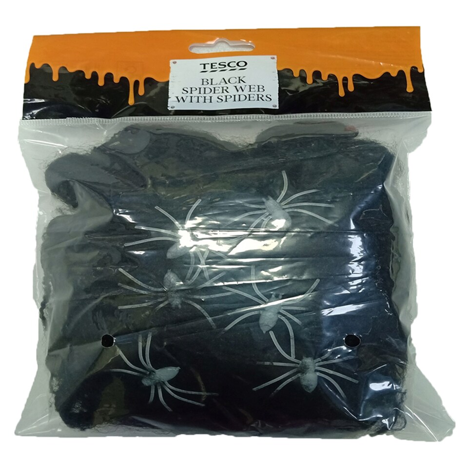 Tesco Black Spiders Web With White Spiders