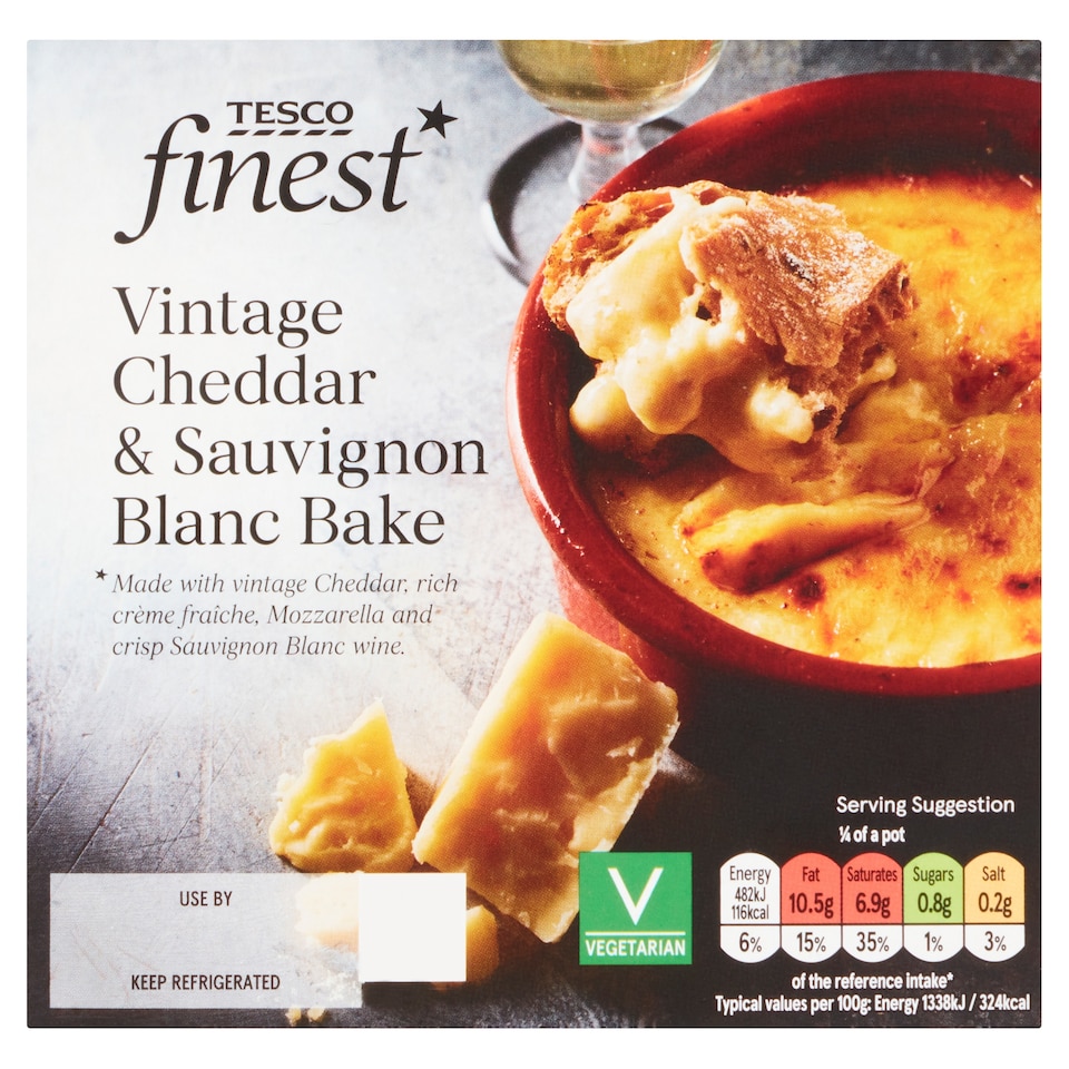 Tesco Finest Vintage Cheddar & Sauvignon Blanc Bake 150G
