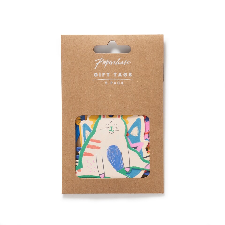 image 1 of Paperchase Cosmic Christmas 5 Pack Cat Gift Tags