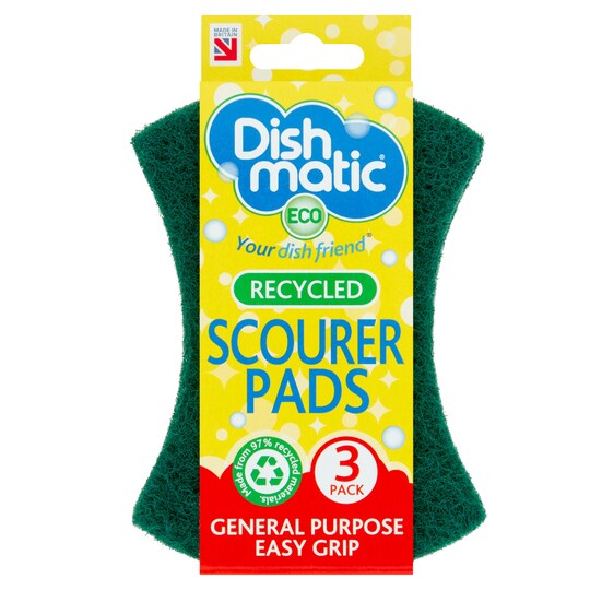Dishmatic Recycled Scouring Pads X3 Tesco Groceries
