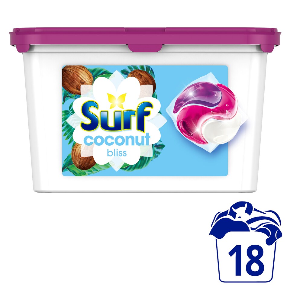 image 1 of Surf 3In1 Coconut Bliss Dtrg Capsules 18 Washes 311.4G