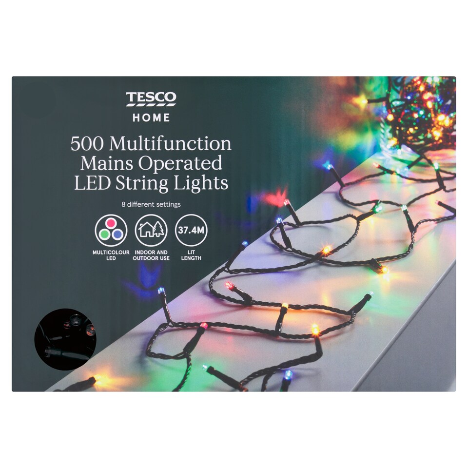 image 1 of Tesco 500 Multifunction Multicoloured Christmas Tree Lights