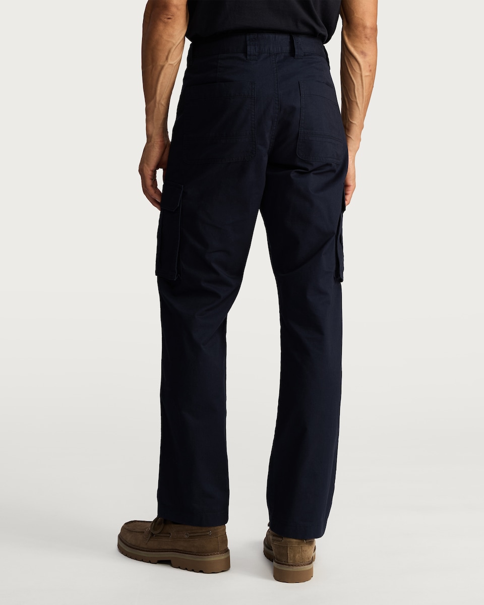 image 1 of F&F Pure Cotton Straight Leg Cargo Trousers in Navy