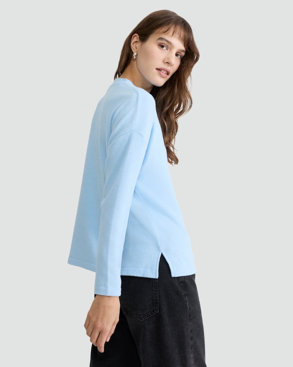 image 1 of F&F Santa Baby Sequin Slogan Jumper in Blue