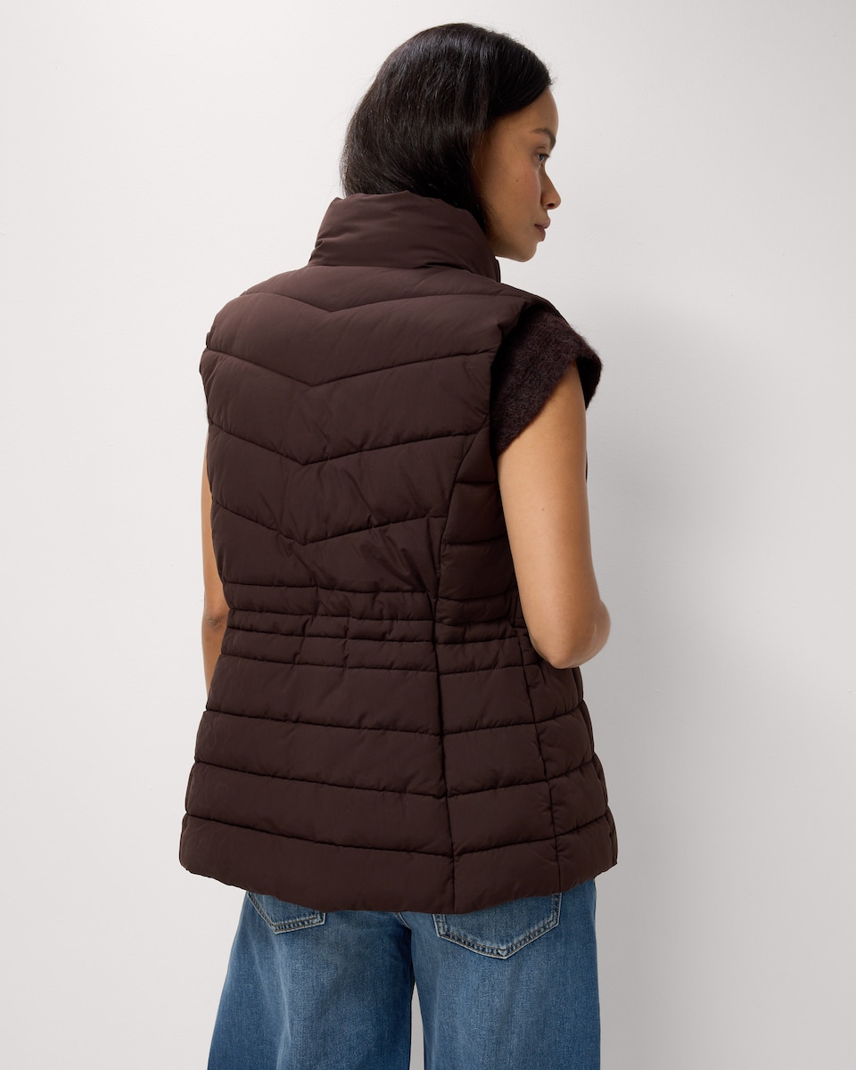 image 1 of F&F Padded Zip Up Shower Resistant Gilet in Brown