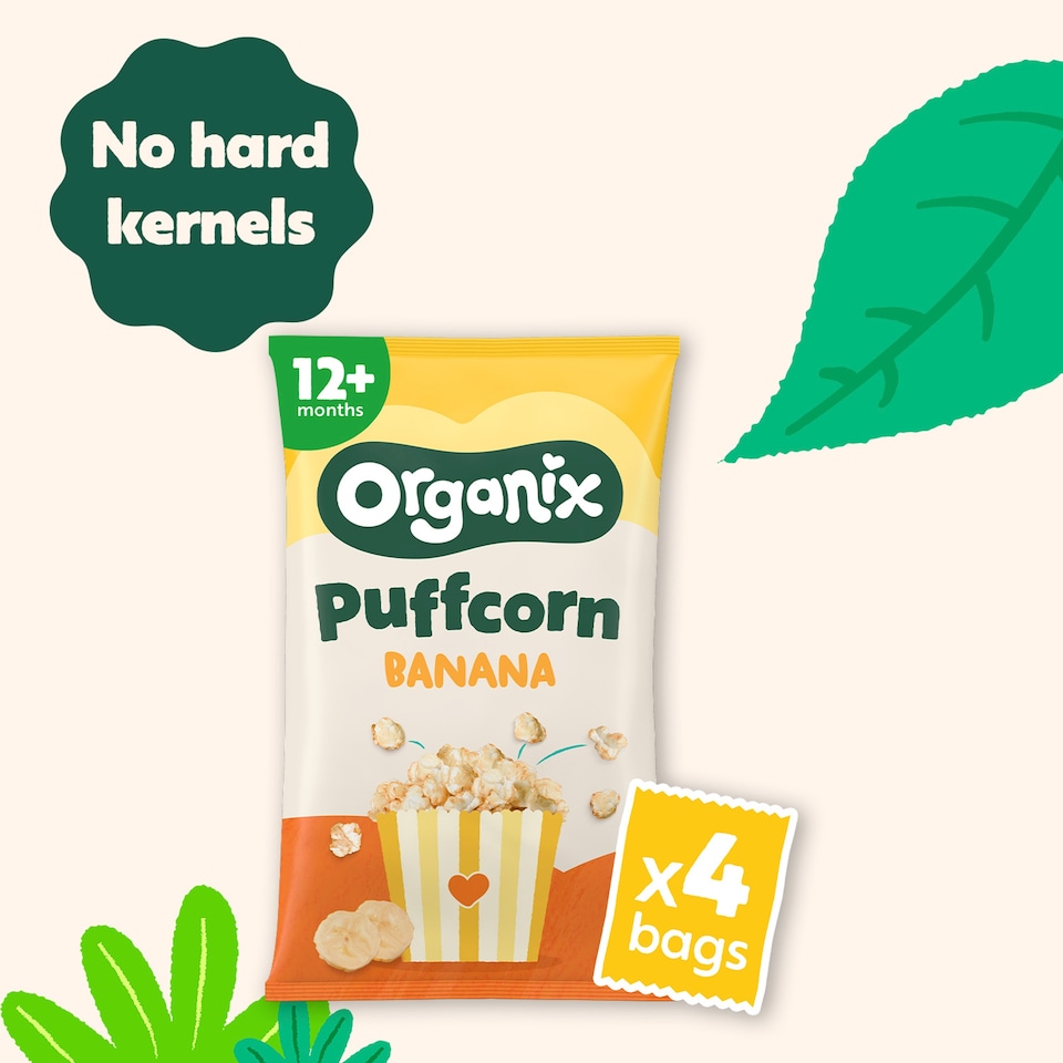 image 1 of Organix Banana Puffcorn Organic Toddler Snacks Multipack 4x10g 12 months+