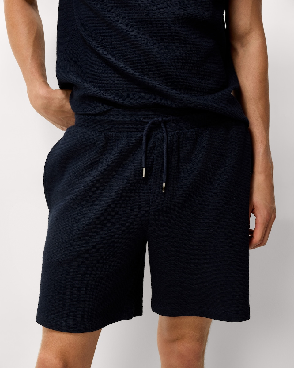 image 1 of F&F Cotton Rich Textured Shorts in Navy
