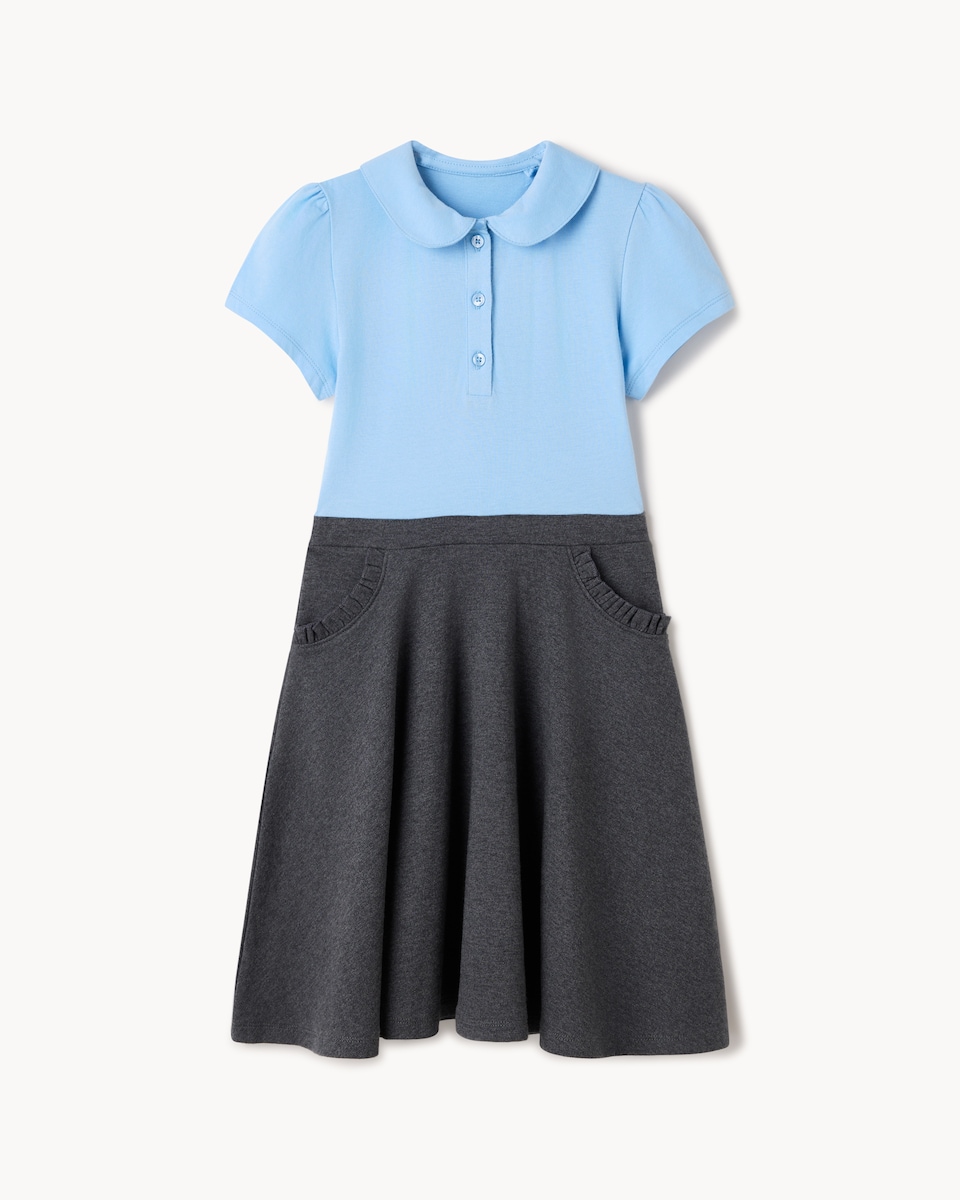 image 1 of F&F School Girls Pure Cotton School Dress in Blue