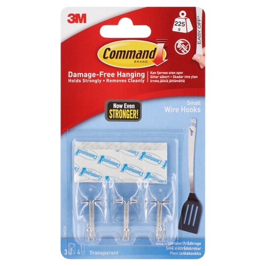 Command Clear Utensil Hooks 3 Hook 4 Strips Tesco Groceries