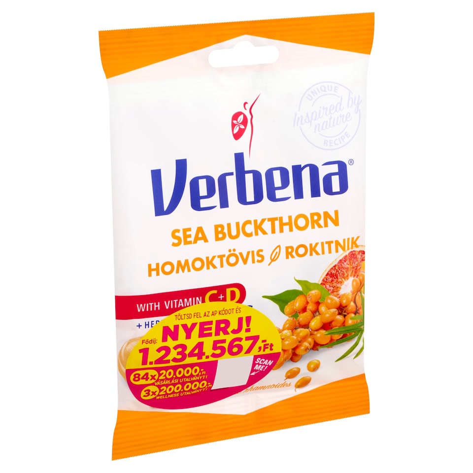 Verbena töltött keménycukorka homoktövis kivonattal és hozzáadott vitaminokkal 60 g  1. kép