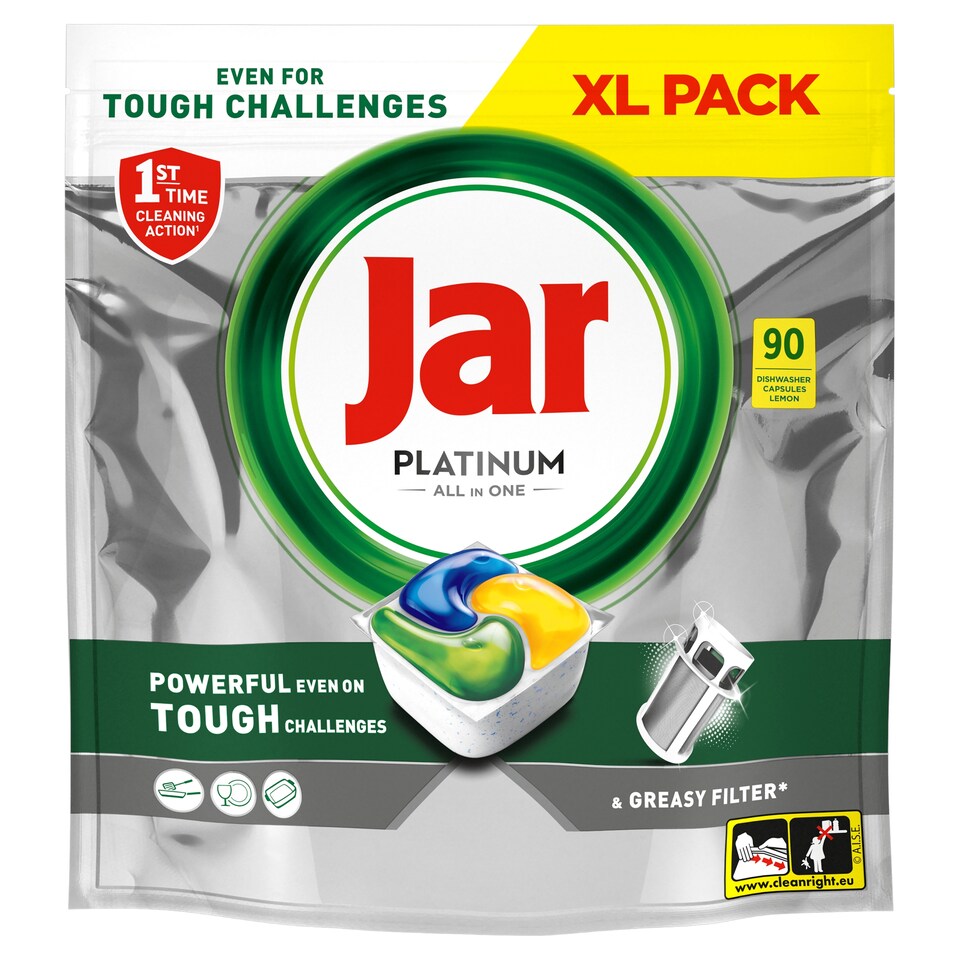 Jar Platinum All In One Kapsle Do Automatické Myčky Nádobí Lemon, 90 ks